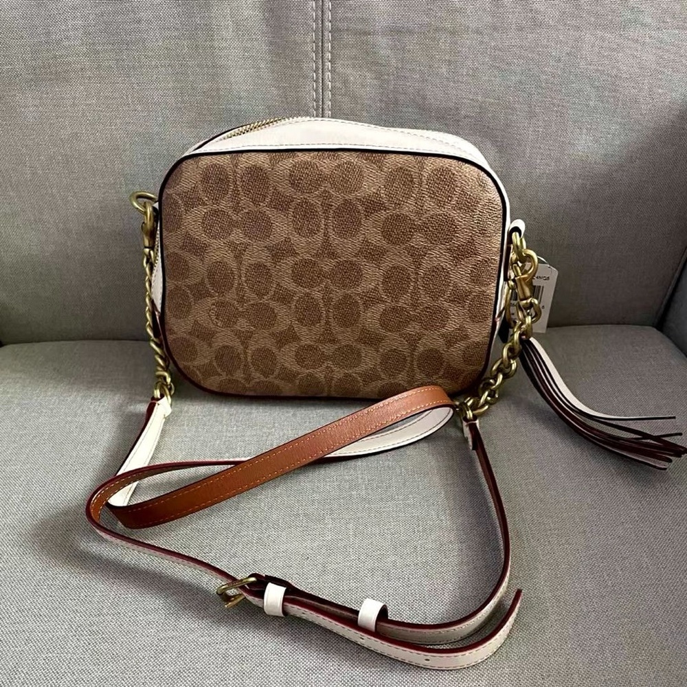NWT Coach Camera Bag In Signature Canvas, Tan Chalk, 31208